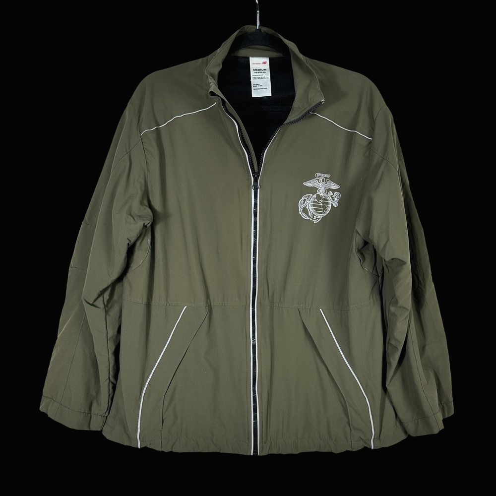 New Balance USMC Marines PT Jacket‎ Olive Green Mens Medium Made in USA